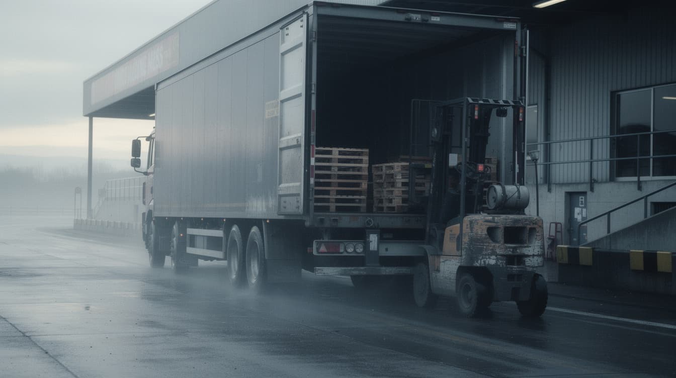 Trailers lined up along a loading dock